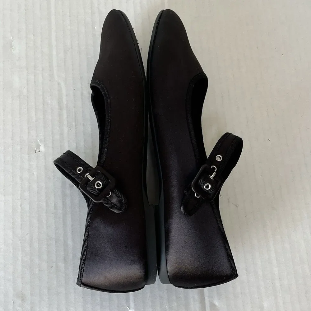 Everlane The Day Buckle Mary Jane Black Satin Ballet Flats Womens Sz 9.5 Preppy - Picture 5 of 15